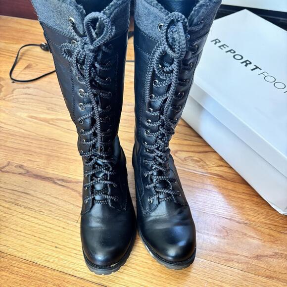 Black Leather Lace Up Boots 0 E 06 - Picture 2 of 5